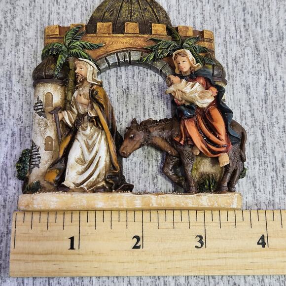 VTG Christmas Ornament Holy Family Flight From Egypt Nativity Resin Baby Jesus - Picture 15 of 16